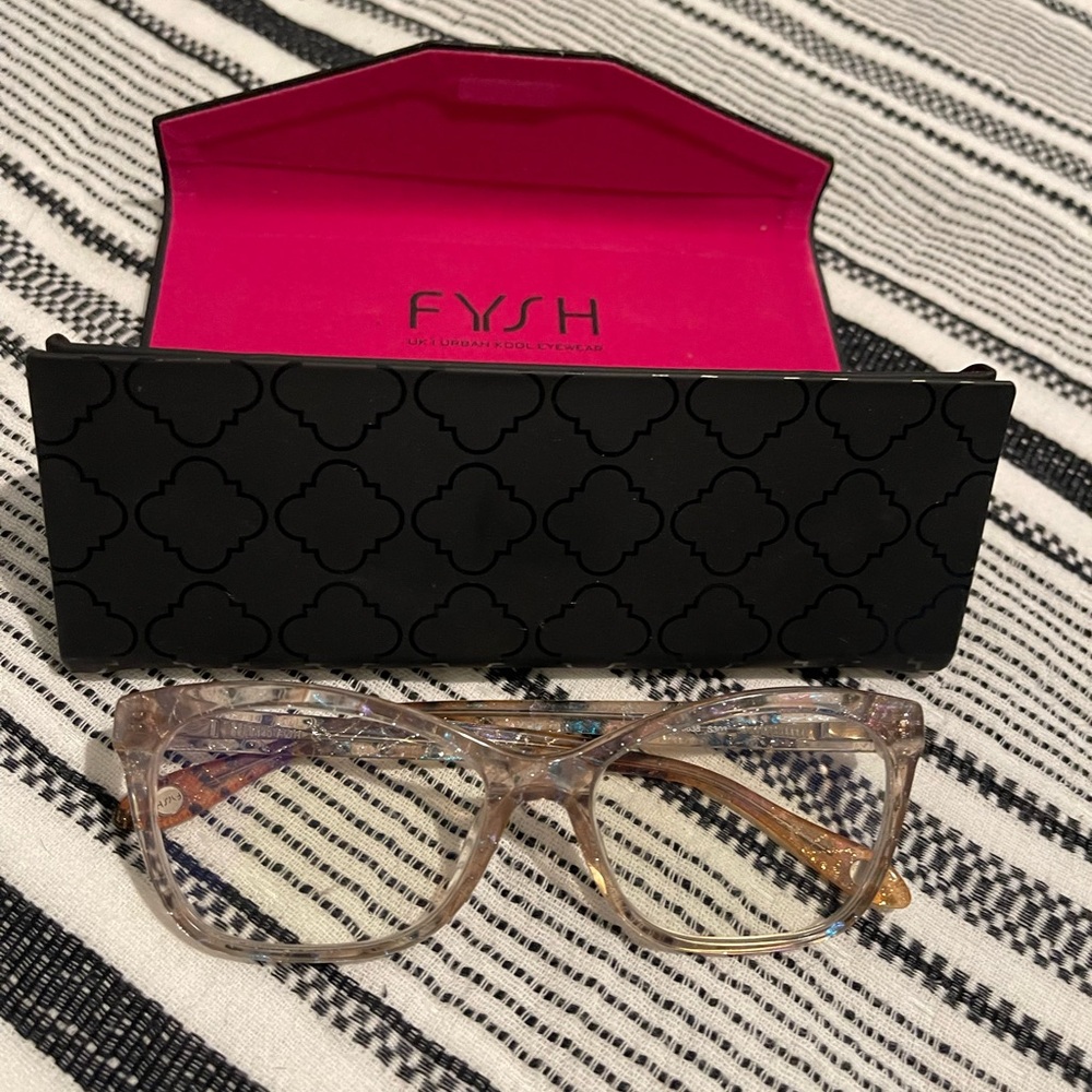 UK FYSH Clear Iridescent Prescription Eyeglass Frames Used Condition with Case